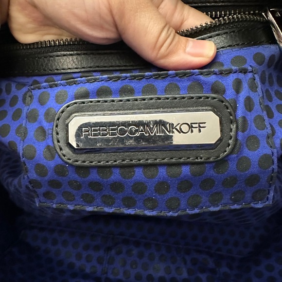 Rebecca Minkoff Black Perforated‎ Leather Tote Bag Large Expandable - Picture 5 of 9